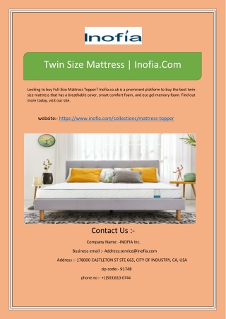 Twin Size Mattress | Inofia.Com