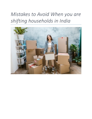 Mistakes to Avoid When you are shifting households in India
