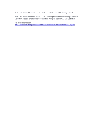 Slab Leak Repair Newport Beach - Slab Leak Detection & Repipe Specialists