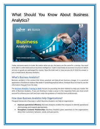 What should you know about Business Analytics