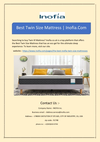 Twin Size Mattress | Inofia.Com