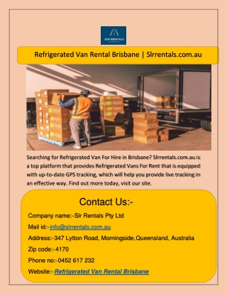 Refrigerated Van Rental Brisbane  Slrrentals.com.au