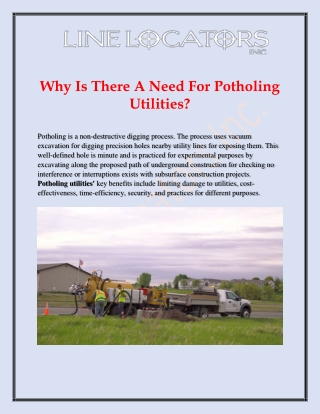 Know Why is there a Need for Potholing Utilities In Washington DC?