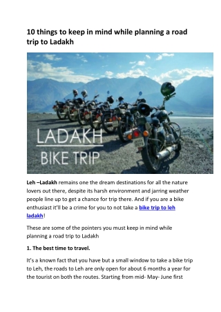 10 things to keep in mind while planning a road trip to Ladakh