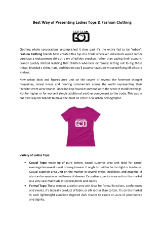 Best Way of Presenting Ladies Tops