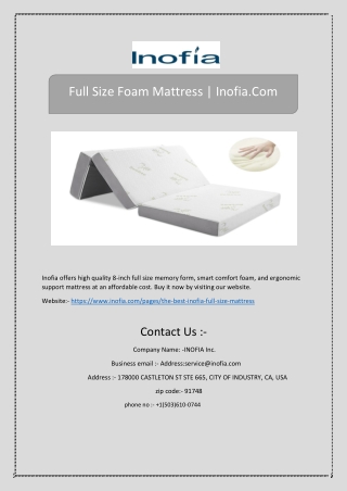 Full Size Foam Mattress | Inofia.Com