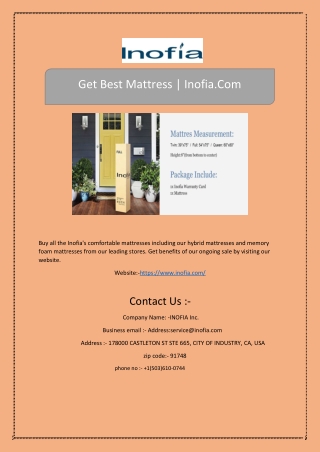 Get Best Mattress | Inofia.Com