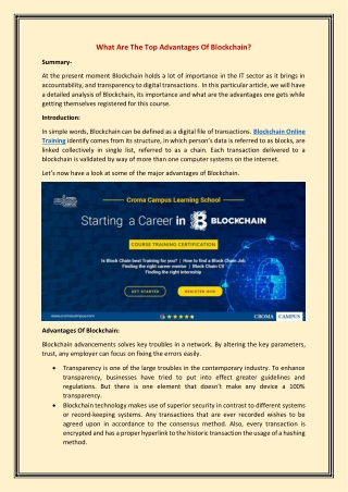 What Are The Top Advantages Of Blockchain