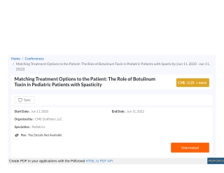 The Role of Botulinum Toxin in Pediatric Patients with Spasticity