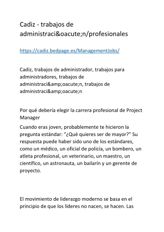 Cadiz - trabajos de administraci&oacute;n profesionales