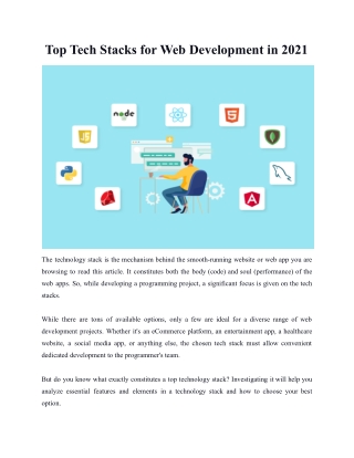 Top Tech Stacks for Web Development in 2021