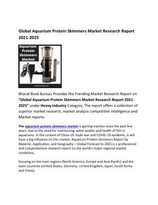 Global Aquarium Protein Skimmers Market Forecast 2021-2025