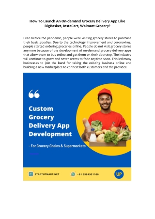 How To Launch An On-demand Grocery Delivery App Like BigBasket, InstaCart, Walmart Grocery