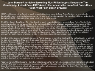 John Barrett-Affordable Screening Plus-Philanthropist-Donates to The Community