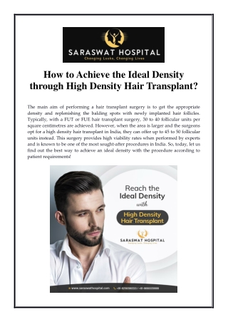 How to Achieve the Ideal Density through High Density Hair Transplant?