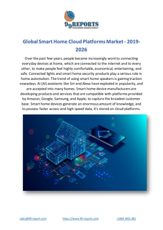 Global Smart Home Cloud Platforms Market - 2019-2026
