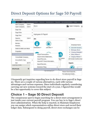 Direct Deposit Options for Sage 50 Payroll.docx