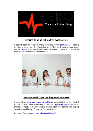 Low Cost Healthcare Staffing Services in USA