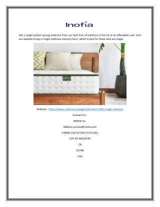 Single Mattress Memory Foam | Inofia.co.uk