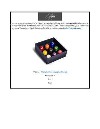Best Chocolates In Dubai | Justnoir.ae
