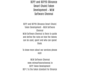 BEP2 and BEP20 (Binance Smart Chain) Token Development – MLM Software Chennai