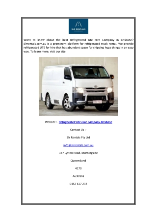 Refrigerated UTE Hire Company Brisbane | Slrrentals.com.au