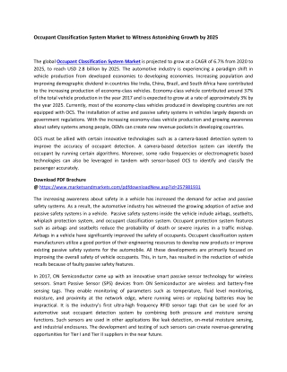 Occupant Classification System Market