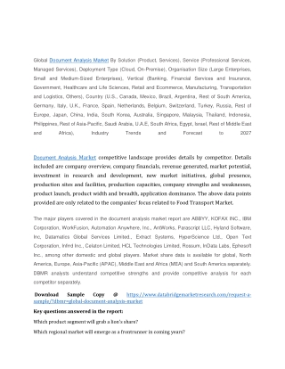 Document Analysis Market Analysis by Top Players, Size, Share and Forecast to 20