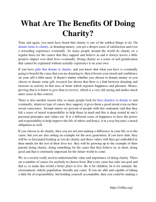 What Are The Benefits Of Doing Charity