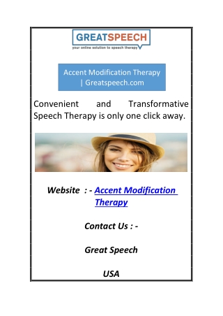 Accent Modification Therapy | Greatspeech.com