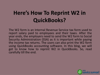 Here’s How To Reprint W2 in QuickBooks?