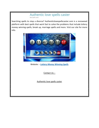 Lottery Money Winning Spells Authenticlovespellscaster.com