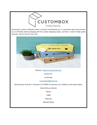 Cardboard Packaging Jakarta | Customboxid.com
