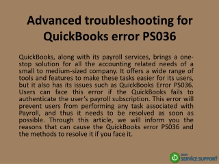 Advanced troubleshooting for QuickBooks error PS036