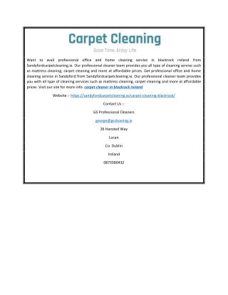 Carpet Cleaner in Blackrock Ireland | Sandyfordcarpetcleaning.ie