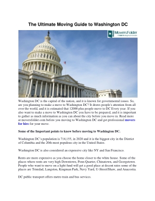 The Ultimate Moving Guide to Washington DC