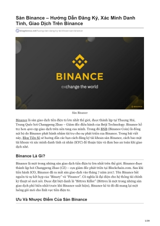 Sàn Binance  Hướng Dẫn Đăng Ký Xác Minh Danh Tính Giao Dịch Trên Binance