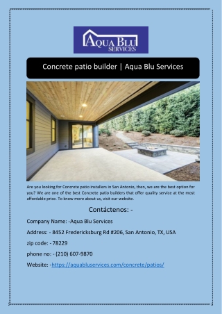 Concrete patio builder | Aqua Blu Services