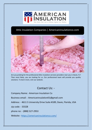 Attic Insulation Companies | Americaninsulationco.com