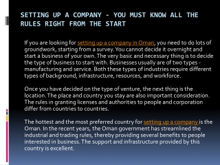 Setting Up a Company - You Must Know