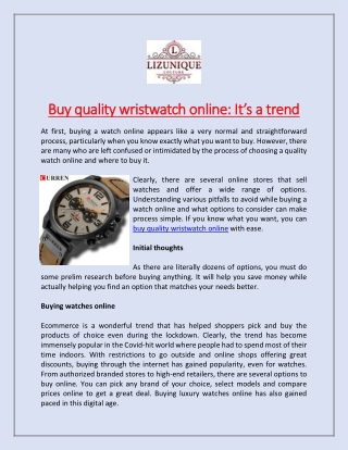 Buy quality wristwatch online: It’s a trend