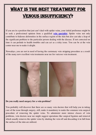 What is the best treatment for venous insufficiency