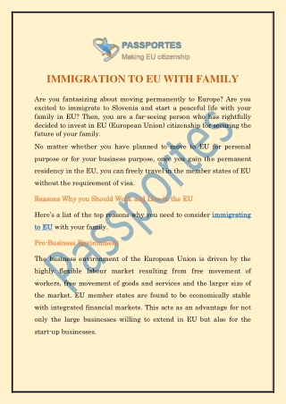IMMIGRATION TO EU WITH FAMILY