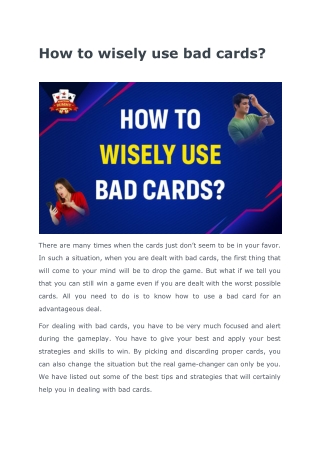 Best way to make use of bad cards in rummy