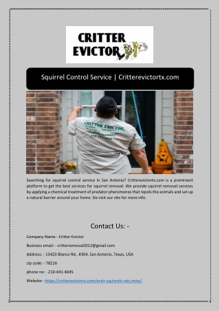 Squirrel Control Service | Critterevictortx.com