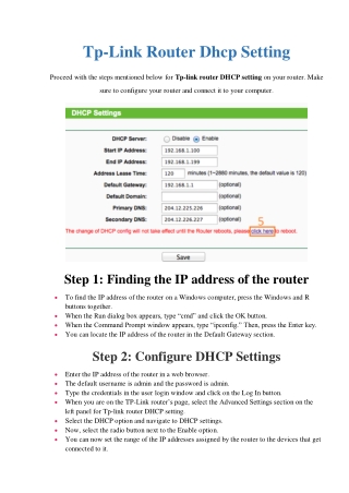 2 Easy Steps: Tp-Link Router DHCP Setting | Router Support