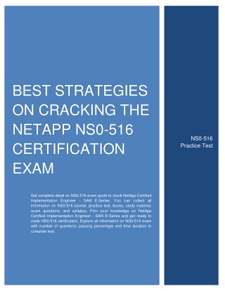 Best Strategies On Cracking the NetApp NS0-516 Certification Exam