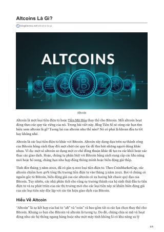 Altcoins Là Gì?
