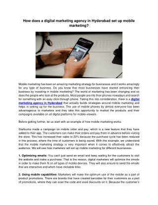 How does a digital marketing agency in Hyderabad set up mobile marketing-converted