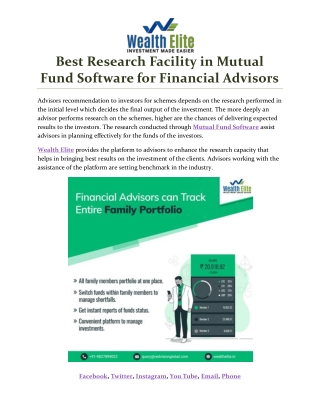 Best Research Facility in Mutual Fund Software for Financial Advisors